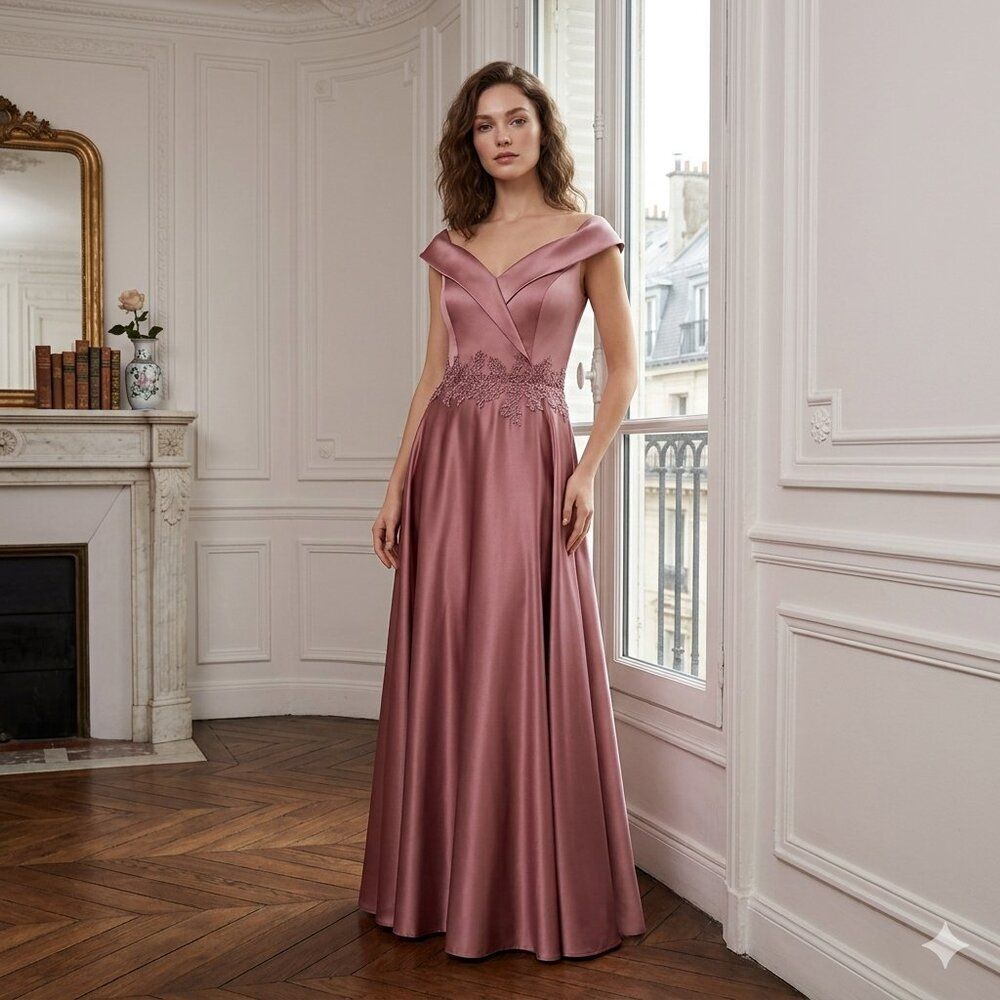 Oleg Cassini Mauve A Line Evening Gown Size 12